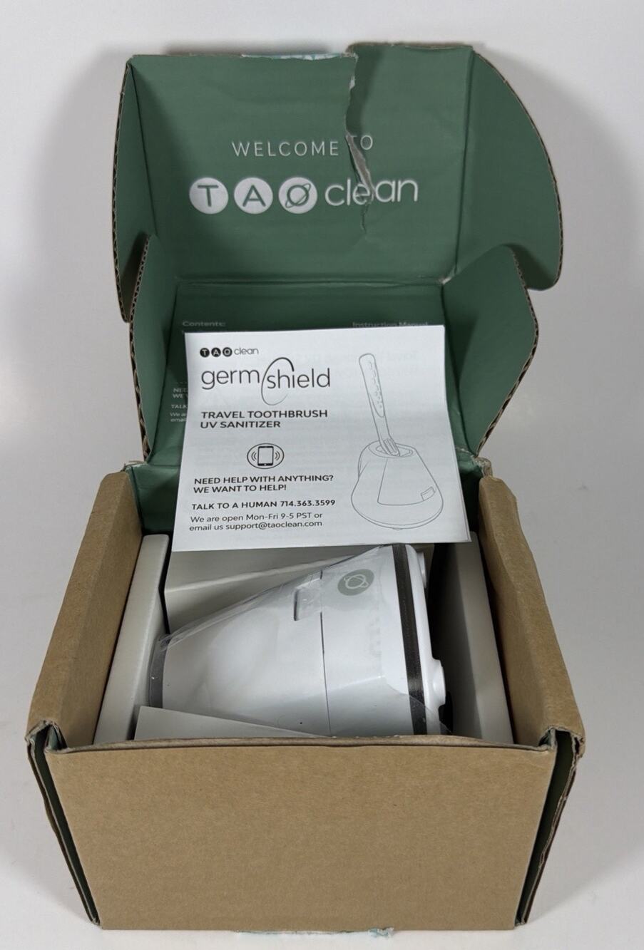 TAO Clean Germ Shield UV Toothbrush Sanitizer Cleaner White Open Box